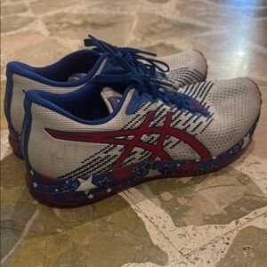 Asics Blue and Red Sneakers Performance Design
